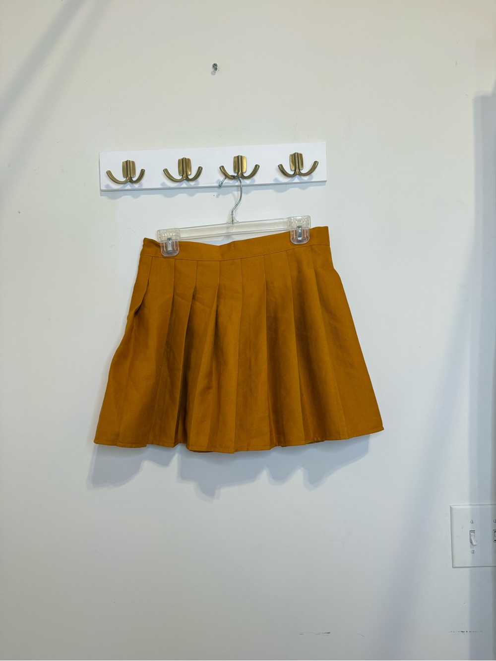 Pleated Circle Mini Skirt in Mustard